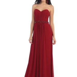 Formal red dress MAY QUEEN STRAPLESS RUCHED BODICE